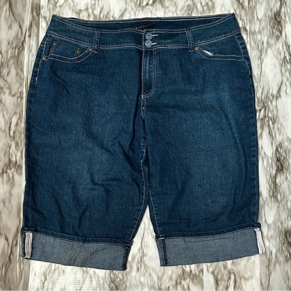 Baccini Blue Denim Jean Cuffed Pedal Pushers Summer Fun Baggy Style Comfy Play